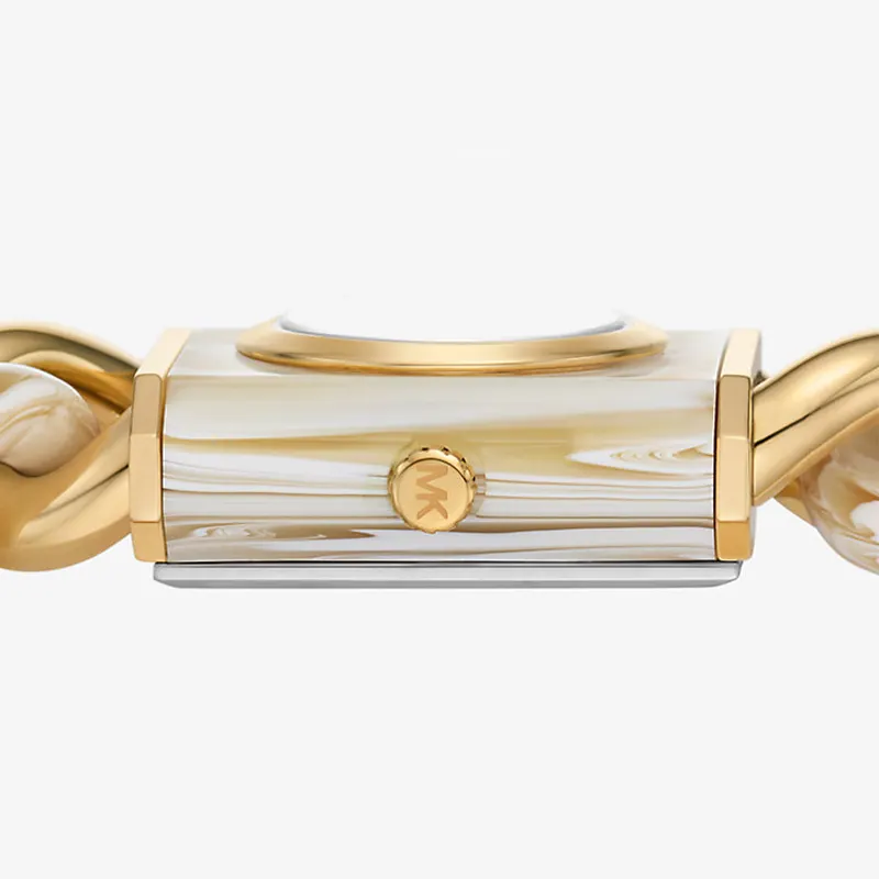 Michael Kors Chain Lock Gold-tone Acetate Chain Ladies Watch- MK4809